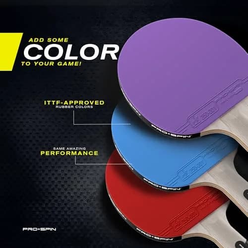 PRO-SPIN ITTF Approved Carbon Fiber Table Tennis Rackets | 7-Ply Blade, 2.0mm Sponge, Shakehand Grip (Blue, 2-Pack) thumbnail 5