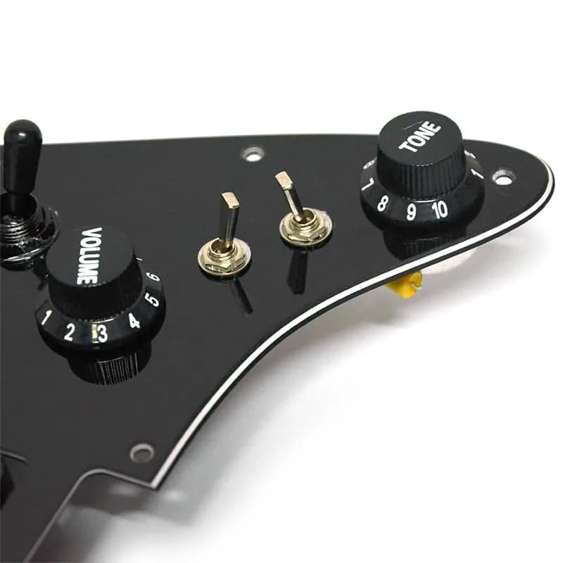 MAXCHEER Alnico 5 Prewired Strat Pickguard Coil Splitting Pickguard HH (Mini Humbucker+Humbucker) Loaded Pickguard (Black, SH) | Guitar Part thumbnail 11