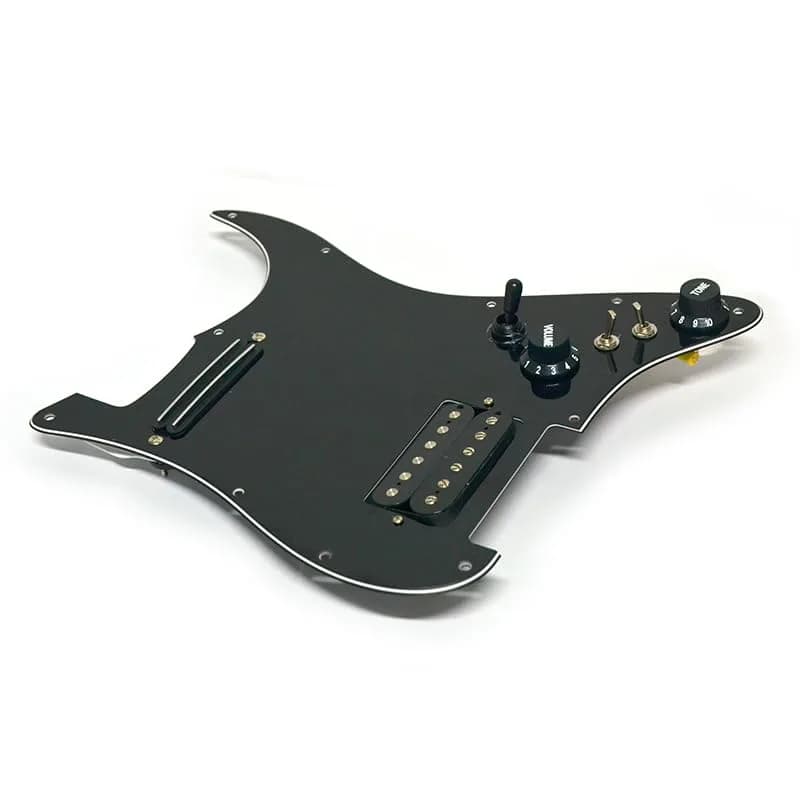 MAXCHEER Alnico 5 Prewired Strat Pickguard Coil Splitting Pickguard HH (Mini Humbucker+Humbucker) Loaded Pickguard (Black, SH) | Guitar Part thumbnail 12