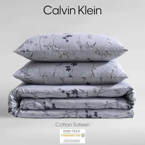 Calvin Klein Queen Duvet Cover Set with Shams | Cotton Sateen, Modern Botanical Design, Breathable & Durable (70-120 chars) thumbnail 6