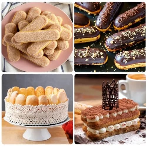 Fchil Silicone Eclair Mold for Ladyfinger Biscuit & Hot Dog Buns | 6-Cavity, Food-Grade Silicone, Oven & Freezer Safe thumbnail 6