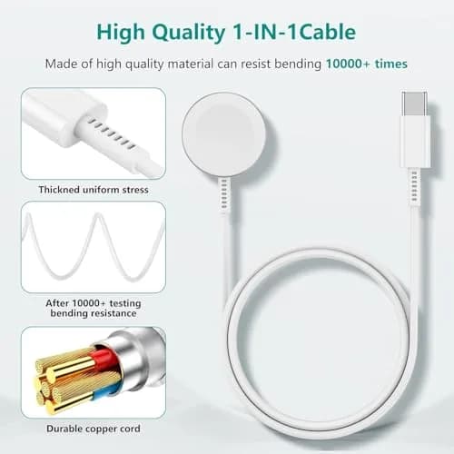 Cerdeti USB C Apple Watch Charger 1.8m (6ft) | MFi Certified Fast Charging Cable for All Apple Watch Series thumbnail 4
