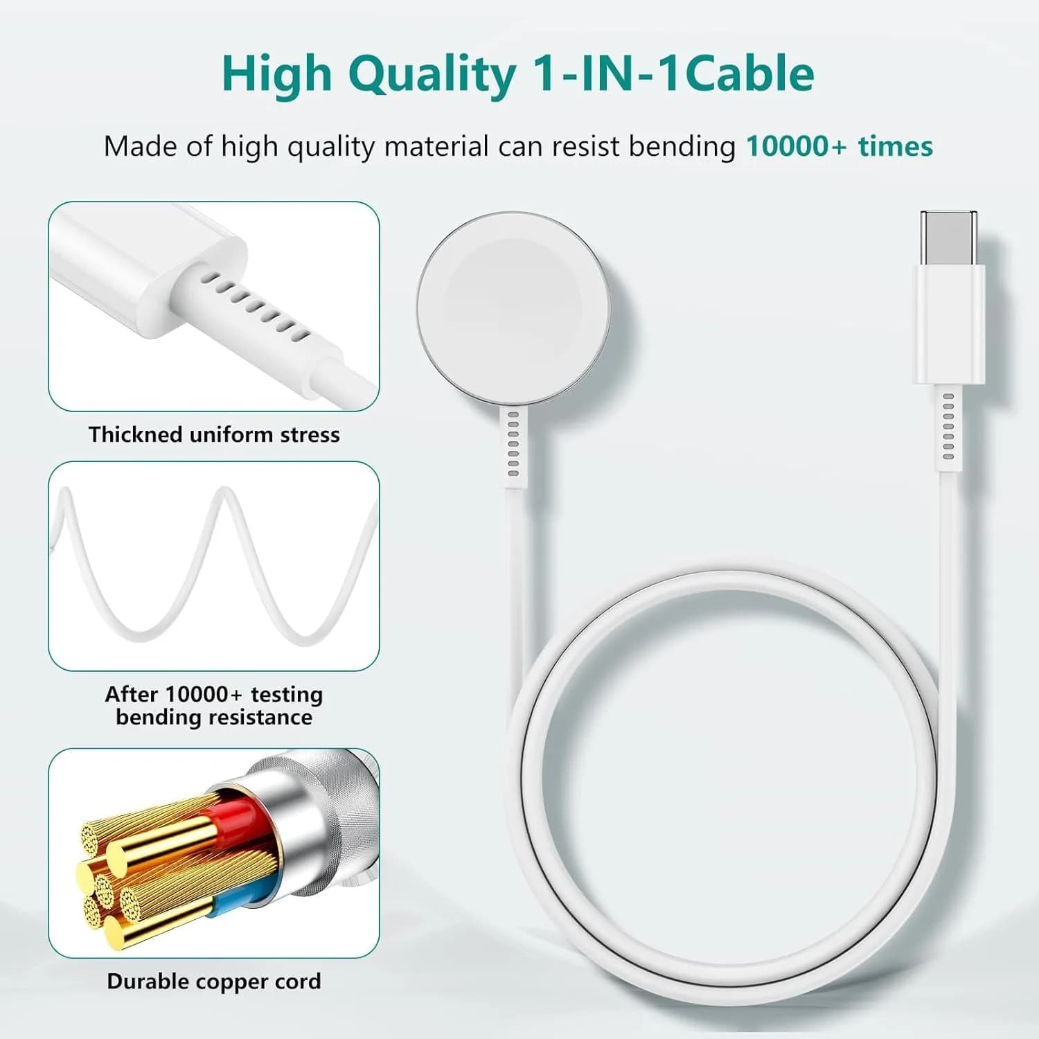 Cerdeti USB C Apple Watch Charger 1.8m (6ft) | MFi Certified Fast Charging Cable for All Apple Watch Series - view 4