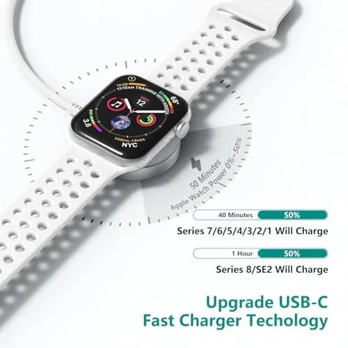 Cerdeti USB C Apple Watch Charger 1.8m (6ft) | MFi Certified Fast Charging Cable for All Apple Watch Series thumbnail 2