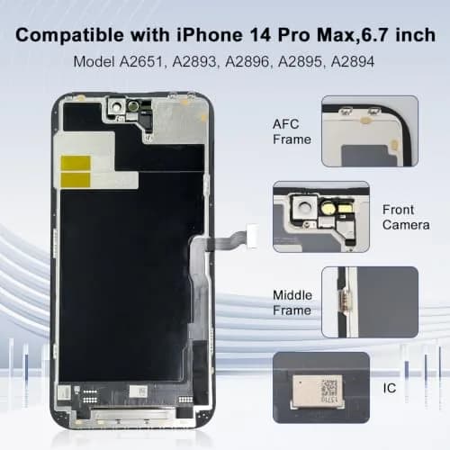 LMQ Screen Replacement for iPhone 14 Pro Max 6.7'' LCD | Full Kit with Repair Tools thumbnail 8