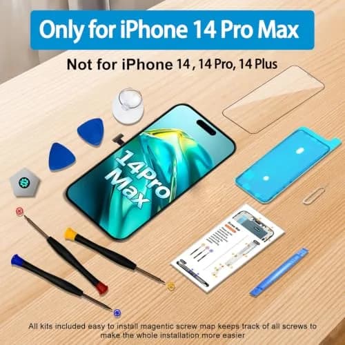 LMQ Screen Replacement for iPhone 14 Pro Max 6.7'' LCD | Full Kit with Repair Tools thumbnail 9