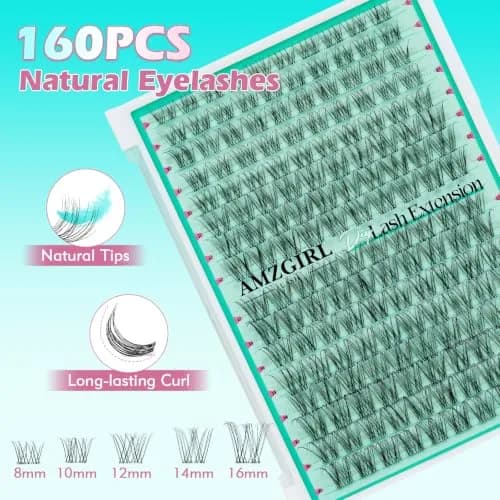 AMZGIRL Lash Clusters 160pcs D Curl | Natural, Reusable & DIY Friendly (en_US) thumbnail 3