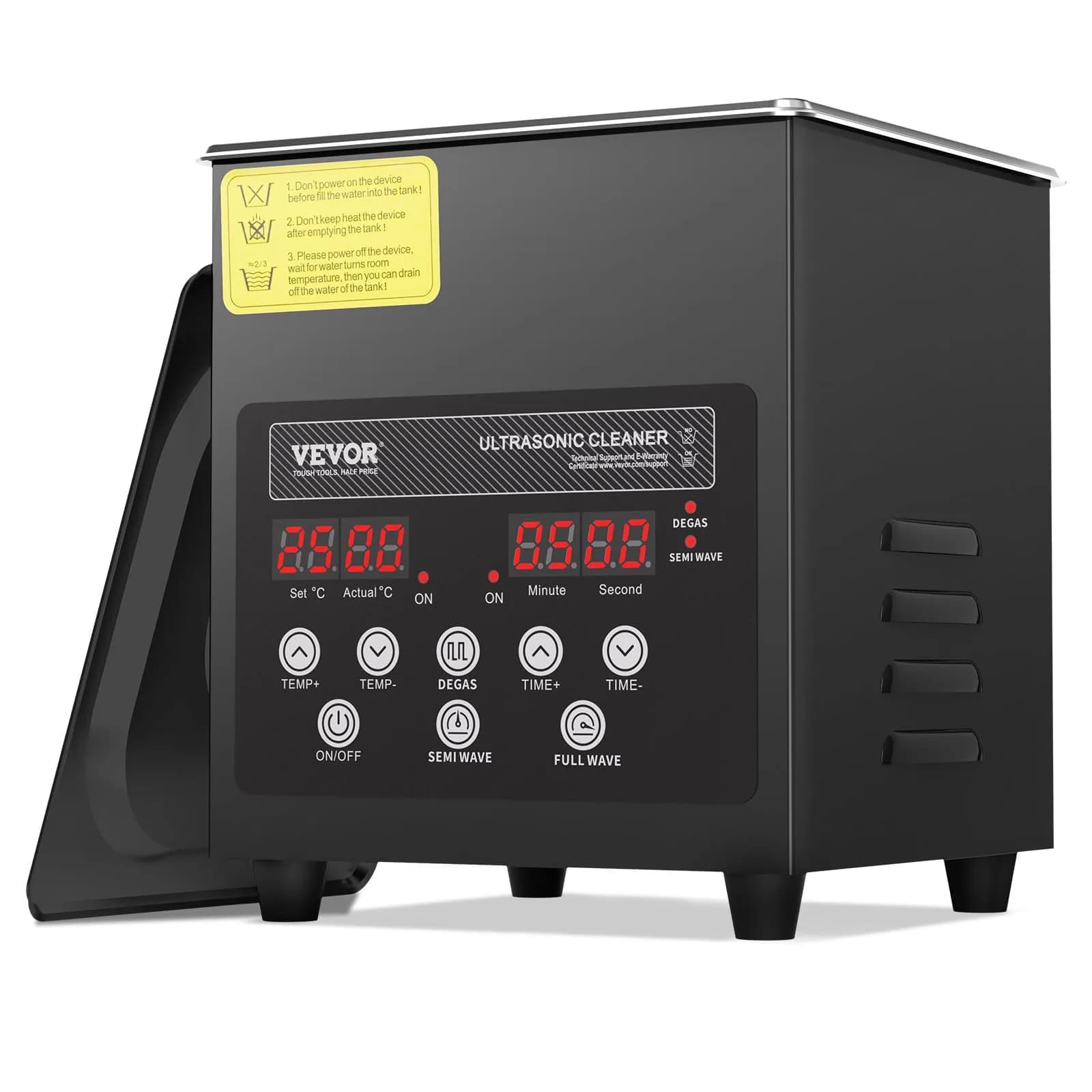 VEVOR 2L Ultrasonic Cleaner Machine 120W (7.6"x6.5"x7.5") | Digital Sonic Cleaner with Heater & Degassing — 2L