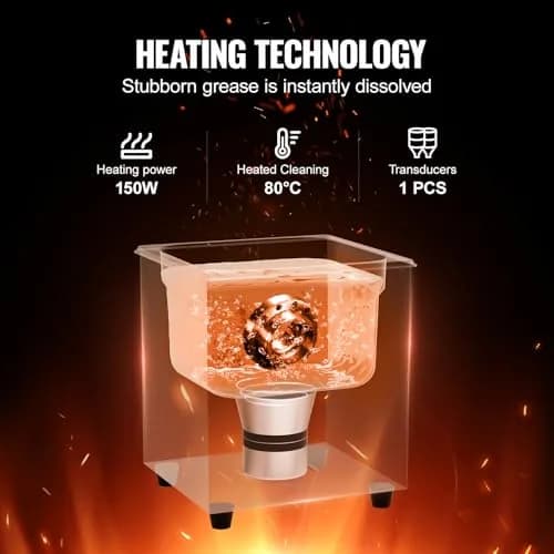 VEVOR 2L Ultrasonic Cleaner Machine 120W (7.6"x6.5"x7.5") | Digital Sonic Cleaner with Heater & Degassing thumbnail 3