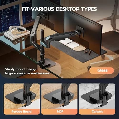 ARES WING Steel Monitor Mount Reinforcement Plate for Fragile Tabletop | Protects delicate surfaces, supports heavy mounts, anti-slip, easy assembly thumbnail 3
