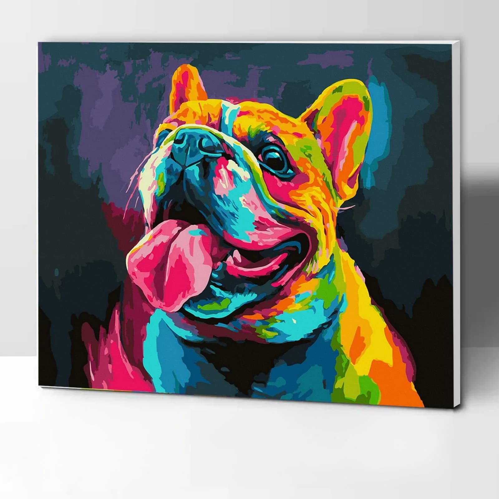 Komking Paint by Numbers Kit for Kids Adult Framed, Color Bulldog Animal Theme 12x16inch | Easy & Fun Activity