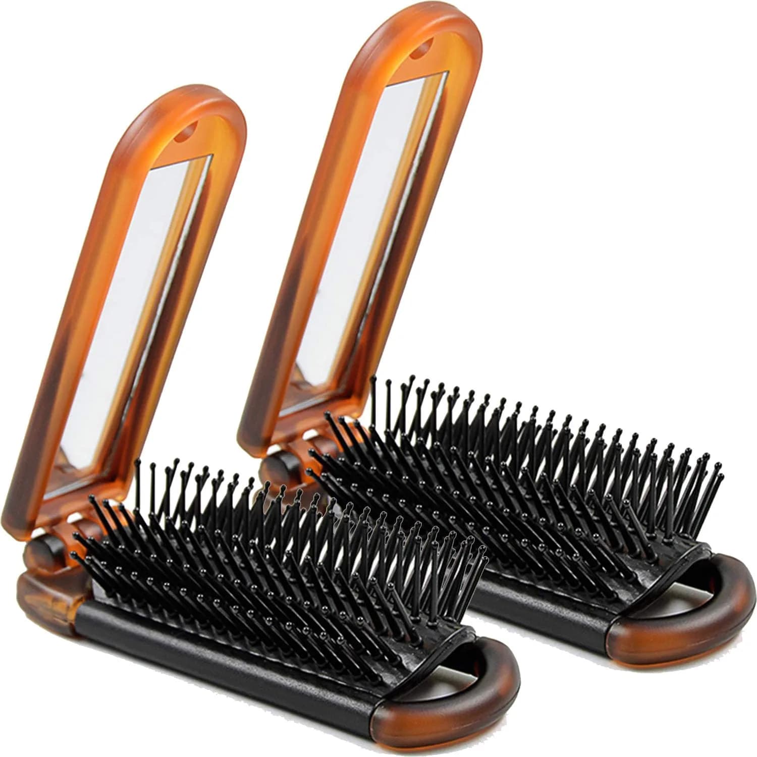 Ancable 2-Pack Travel Hair Brush | Mini Folding Brush for Wet & Dry Hair, Ultrasoft, All Hair Types, Brown