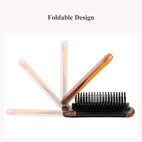 Ancable 2-Pack Travel Hair Brush | Mini Folding Brush for Wet & Dry Hair, Ultrasoft, All Hair Types, Brown thumbnail 2