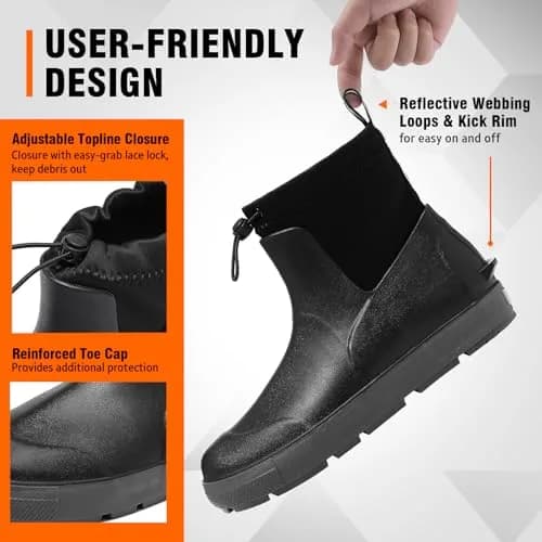 CKWLXQY Men's Deck Boots Waterproof Ankle Rain Boots for Fishing & Boating | Slip-On, Ankle-High, Polyvinyl Chloride thumbnail 5
