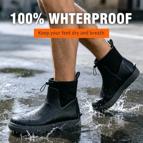 CKWLXQY Men's Deck Boots Waterproof Ankle Rain Boots for Fishing & Boating | Slip-On, Ankle-High, Polyvinyl Chloride thumbnail 6