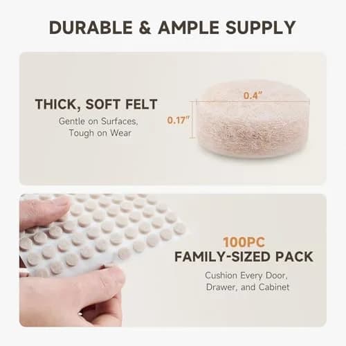 CO-Z Felt Cabinet Door Bumpers 0.4 in Diameter | Noise-Absorbing Furniture Protectors thumbnail 4