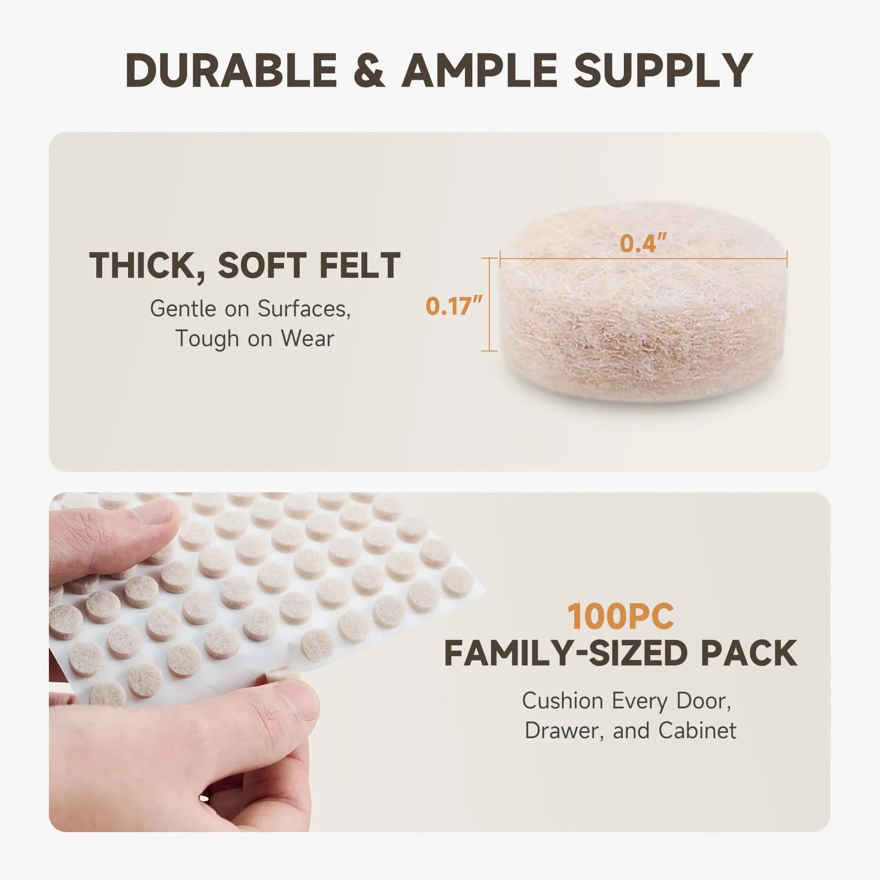 CO-Z 3/8" Round Felt Furniture Pads - 100 Pack for Hardwood Floors - view 4