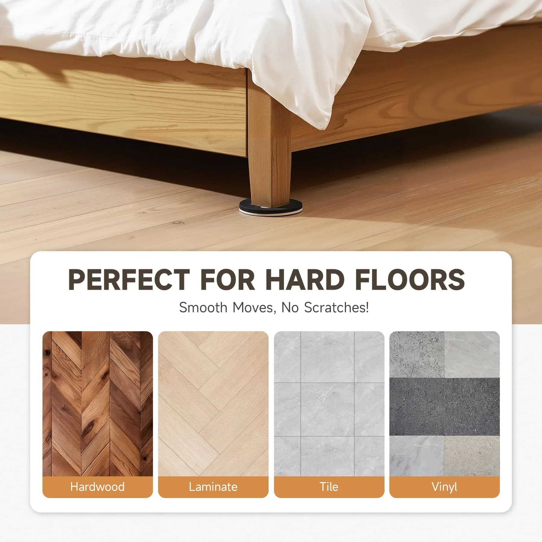 CO-Z 4 3/4" Round Felt Furniture Sliders for Hardwood Floors - 8 Pack - view 3