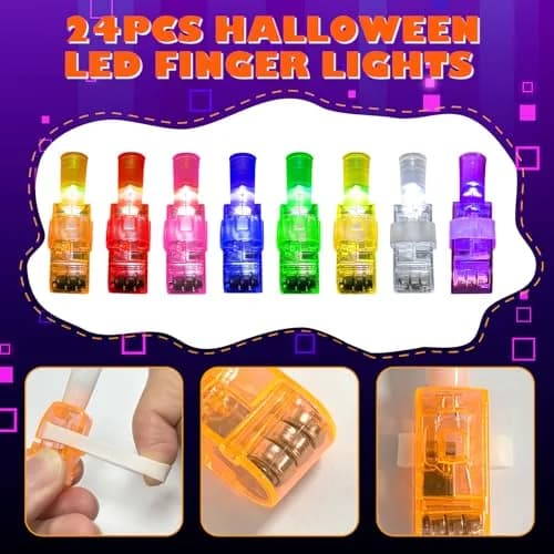 BleSky Video Game Party Favors LED Finger Lights | Glow in the Dark Toys for Kids & Teens (24 Pack, Reusable, Adjustable Straps) thumbnail 4
