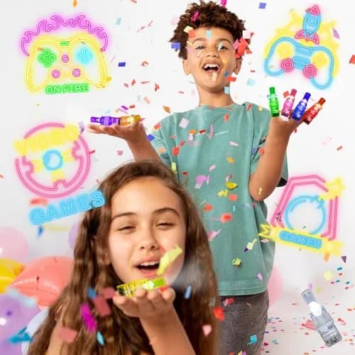 BleSky Video Game Party Favors LED Finger Lights | Glow in the Dark Toys for Kids & Teens (24 Pack, Reusable, Adjustable Straps) thumbnail 7