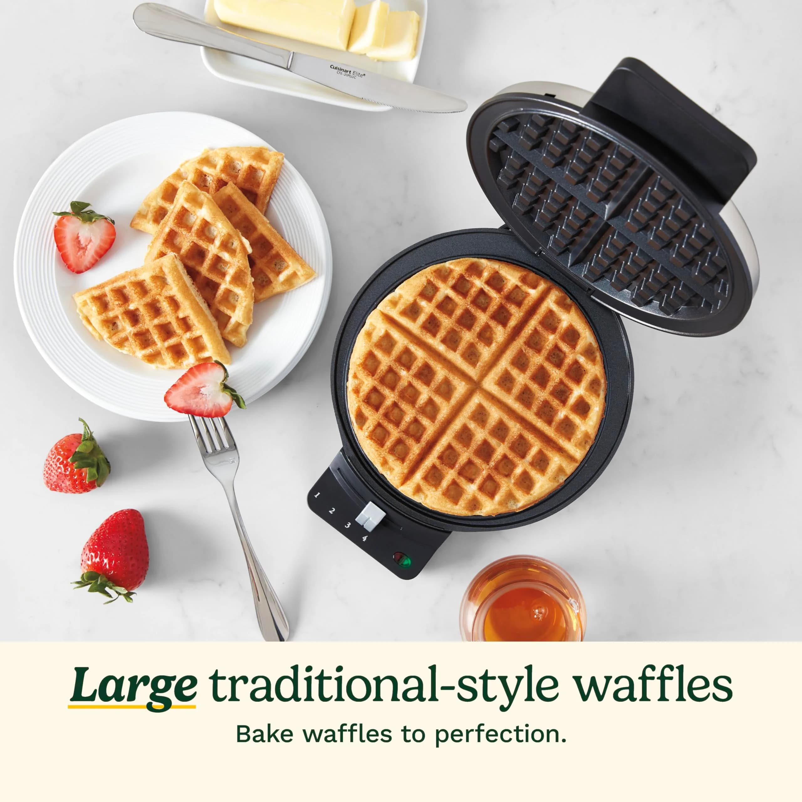 Cuisinart Round Classic Waffle Maker 1250W | 18cm (7 inch) Cooking Surface | 5-Setting Browning Control - view 3