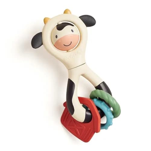Itzy Ritzy Spinner Rattle Teether Cow | Ages 3 Months+ thumbnail 1