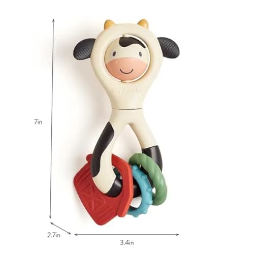 Itzy Ritzy Spinner Rattle Teether Cow | Ages 3 Months+ thumbnail 6