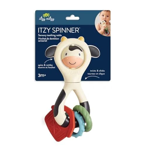 Itzy Ritzy Spinner Rattle Teether Cow | Ages 3 Months+ thumbnail 7
