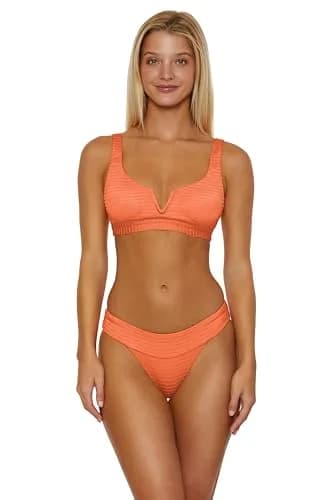 ISABELLA ROSE Maza - Women's Banded Bikini Bottom, Cheeky Coverage, Swimwear Separates for Women, Poppy, Small | Cheeky, High-Waisted Fit thumbnail 1