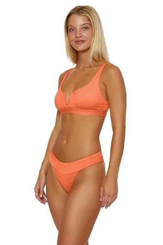 ISABELLA ROSE Maza - Women's Banded Bikini Bottom, Cheeky Coverage, Swimwear Separates for Women, Poppy, Small | Cheeky, High-Waisted Fit thumbnail 2