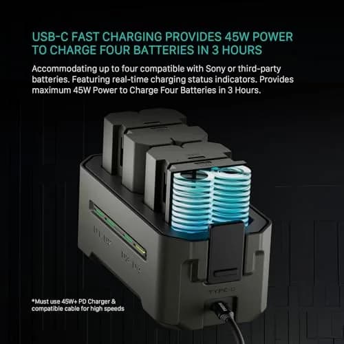 Tilta NP-FZ100 Portable Charging Station | 4-Channel 45W PD Fast Charging, Green thumbnail 4