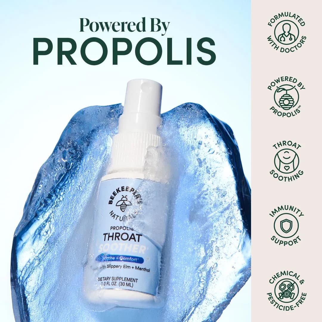 Beekeeper's Naturals Propolis Throat Soother Spray, 1 oz (29.5 ml) | Natural Cooling Comfort for Dry, Scratchy Throats - view 2