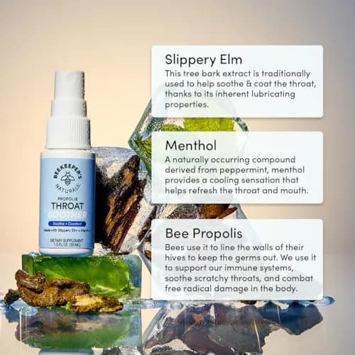 Beekeeper's Naturals Propolis Throat Soother Spray 30ml (1 Fl Oz) | Fast Relief for Sore Throats thumbnail 4