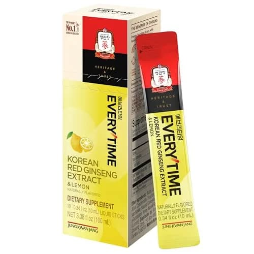 JUNG KWAN JANG Everytime Korean Ginseng Extract & Lemon 0.34 Fl Oz | Builds Stamina & Immunity, Vegan, Non-GMO thumbnail 1