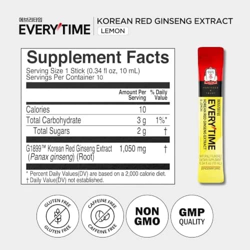 JUNG KWAN JANG Everytime Korean Ginseng Extract & Lemon 0.34 Fl Oz | Builds Stamina & Immunity, Vegan, Non-GMO thumbnail 7