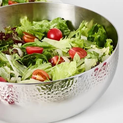 Brightalk 100oz Stainless Steel Hammered Salad Bowl | Elegant & Durable Kitchen Serveware thumbnail 6