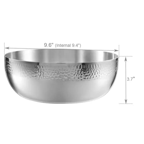 Brightalk 100oz Stainless Steel Hammered Salad Bowl | Elegant & Durable Kitchen Serveware thumbnail 2