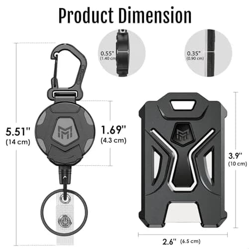 MNGARISTA Retractable Badge Holder 2-Pack | Heavy Duty Carabiner Keychain with 31.5" Retractable Reel thumbnail 4