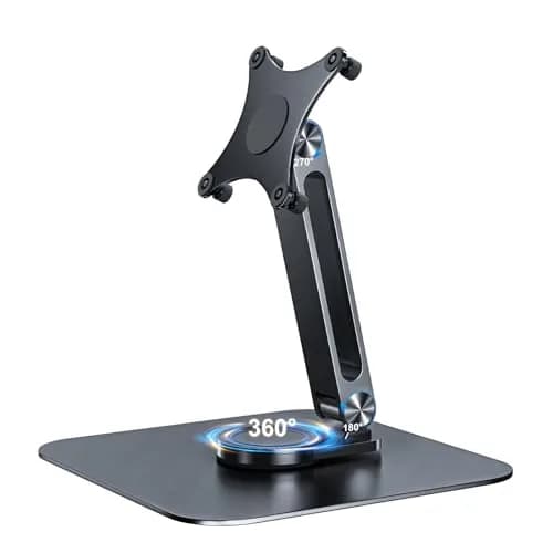 JUNEBOX Black Aluminum Alloy VESA Monitor Stand with Anti-Loss Screws, Fits 7"-18" Monitors (75x75mm VESA) | Stable Desk Mount — black