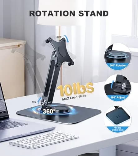 JUNEBOX Black Aluminum Alloy VESA Monitor Stand with Anti-Loss Screws, Fits 7"-18" Monitors (75x75mm VESA) | Stable Desk Mount thumbnail 4