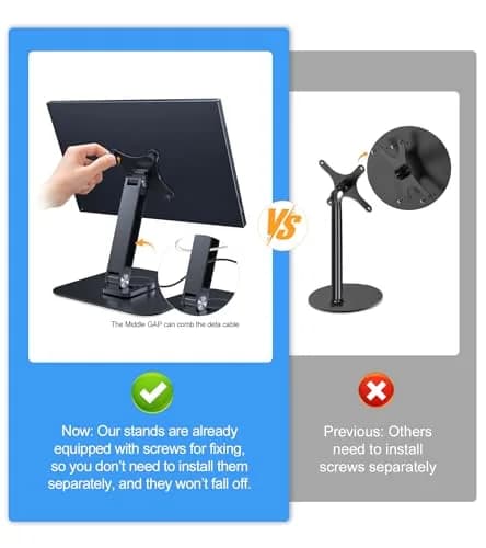 JUNEBOX Black Aluminum Alloy VESA Monitor Stand with Anti-Loss Screws, Fits 7"-18" Monitors (75x75mm VESA) | Stable Desk Mount thumbnail 5
