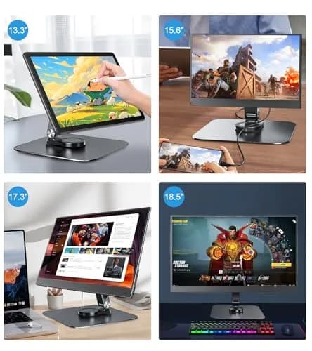 JUNEBOX Black Aluminum Alloy VESA Monitor Stand with Anti-Loss Screws, Fits 7"-18" Monitors (75x75mm VESA) | Stable Desk Mount thumbnail 6
