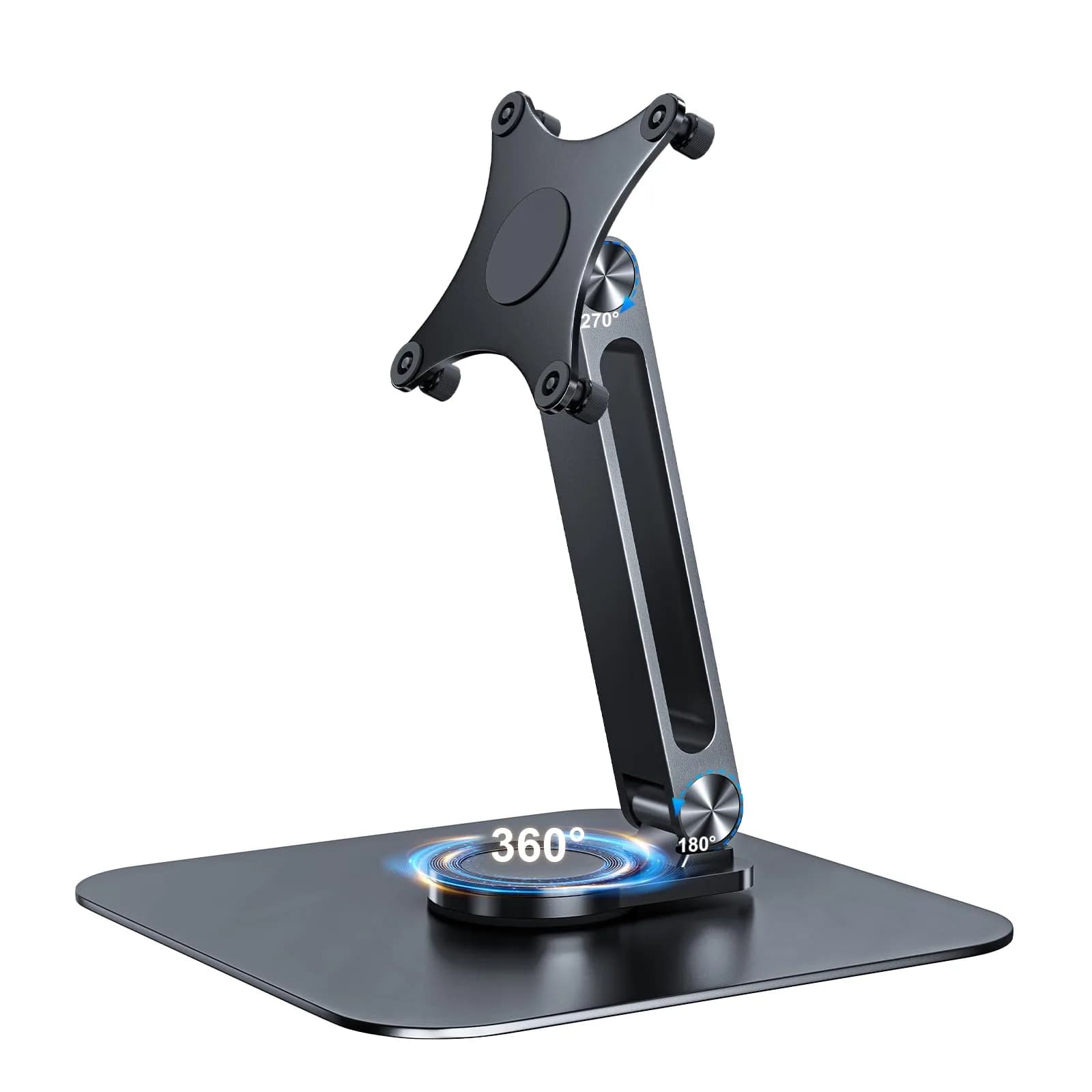 JUNEBOX Black Aluminum Alloy VESA Monitor Stand with Anti-Loss Screws, Fits 7"-18" Monitors (75x75mm VESA) | Stable Desk Mount - main product image