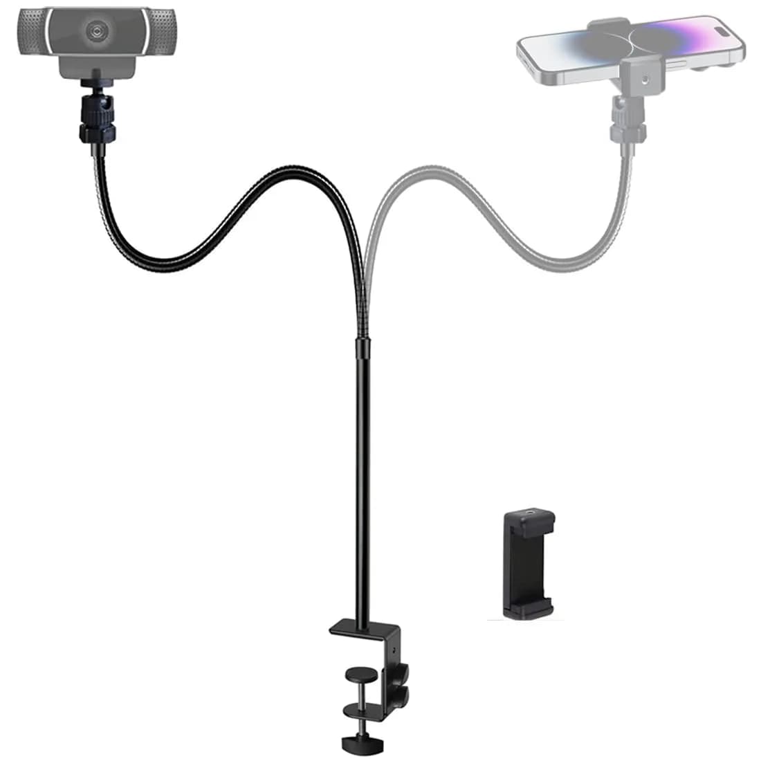 Etubby Webcam Stand Phone Holder Desktop Adjustable Gooseneck & Pole Video Clamp 7.5cm Clamp | Supports Logitech Webcam C922 C930e C920S — 7.5cm Clamp (Webcam Phone Stand)