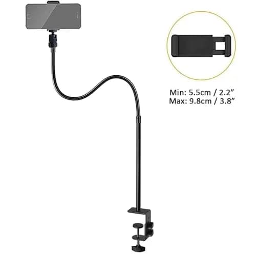 Etubby Webcam Stand Phone Holder Desktop Adjustable Gooseneck & Pole Video Clamp 7.5cm Clamp | Supports Logitech Webcam C922 C930e C920S thumbnail 2