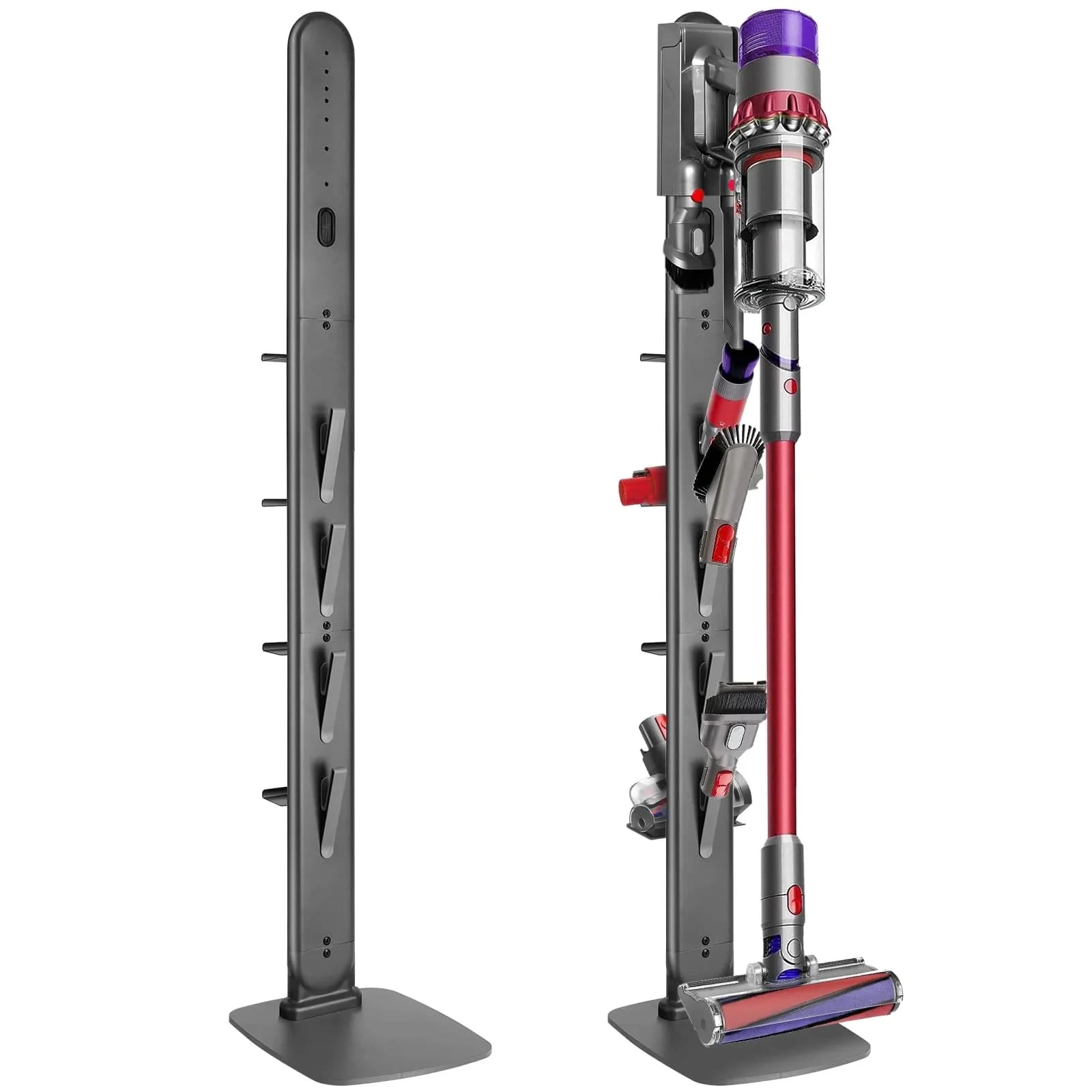 Haturi Freestanding Vacuum Holder Stand for Dyson V6-V16 & Gen5, Dark Grey | 13" W x 52.8" H x 10.2" D