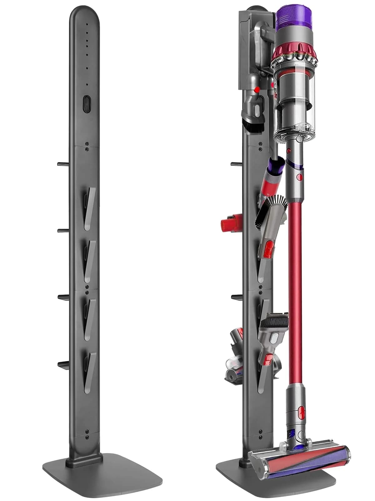 Haturi Freestanding Vacuum Holder Stand for Dyson V6-V16 & Gen5, Dark Grey | 13" W x 52.8" H x 10.2" D
