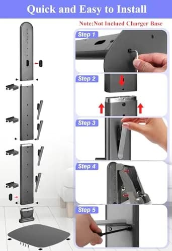 Haturi Freestanding Vacuum Holder Stand for Dyson V6-V16 & Gen5, Dark Grey | 13" W x 52.8" H x 10.2" D thumbnail 6