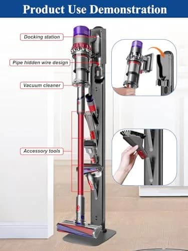 Haturi Freestanding Vacuum Stand for Dyson Cordless Vacuums | Dark Grey (52.8 in / 133 cm) thumbnail 7