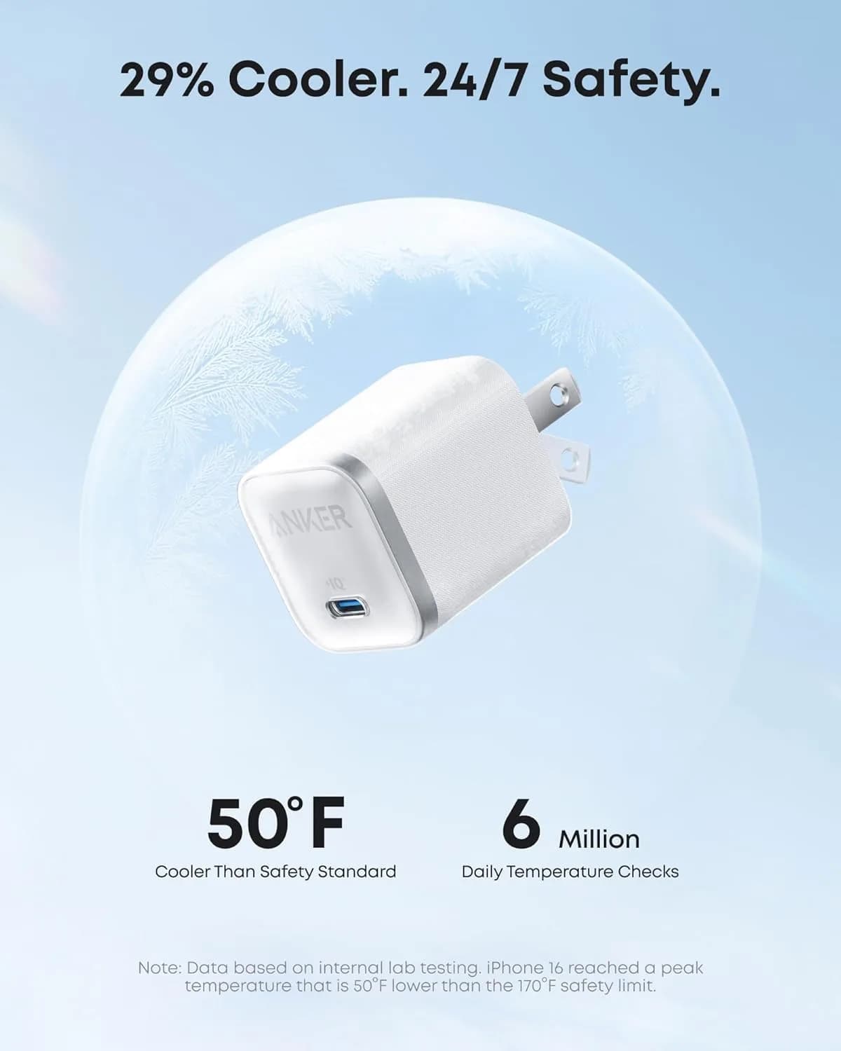 Anker Nano 45W USB-C Charger with 6ft Cable | 20V/3A Output, Foldable Plug, White - view 4